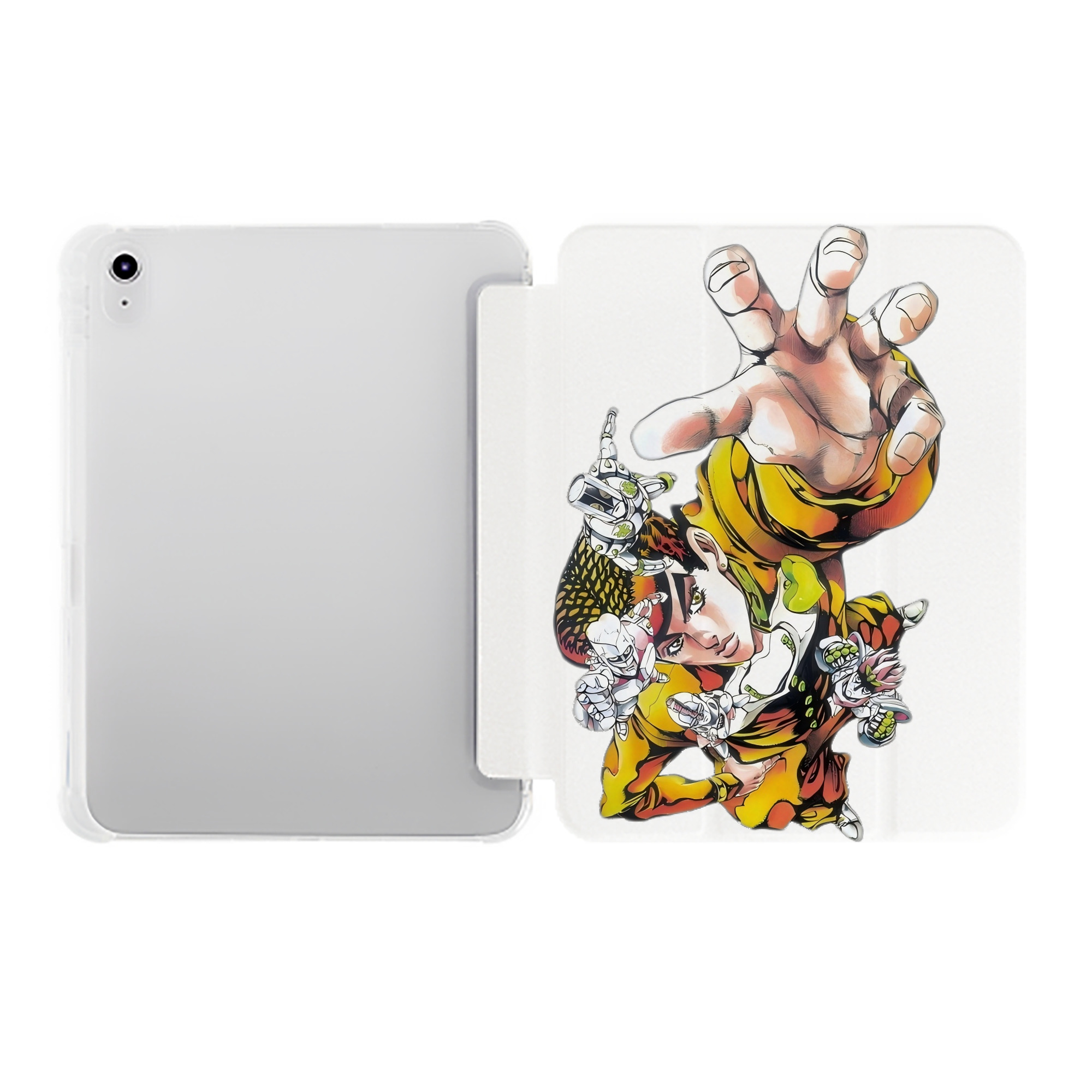 （画像用） ジョジョの奇妙な冒険 ひがしかた じょうすけ JoJo's Bizarre Adventure Higashikata Josuke IPad ケース ペン収納付き 三つ折りスタンド PUレザー×シリコン 対応機種9.5/10.5/10.9インチ